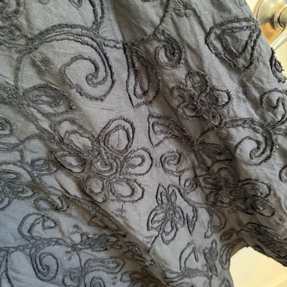 Evan-Picone Women’s Size 14 Black Scoop Neck A-Line Floral Embroidered Dress - Picture 5 of 12